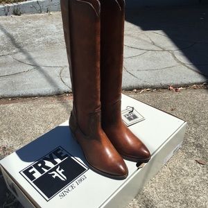 Frye Ray Seam tall leather cowboy boots